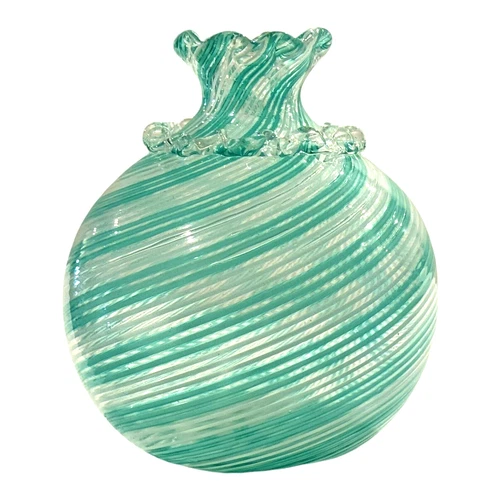 Vintage Murano Green Swirl Handblown Art Glass Vase (Attr. Dino Martens)