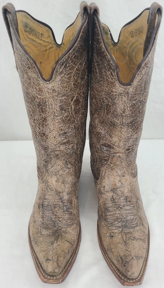 Botas occidentales para mujer Rios of Mercedes 2650 de cuero marrón cosidas EE. UU. 8 Foto 4 de 4