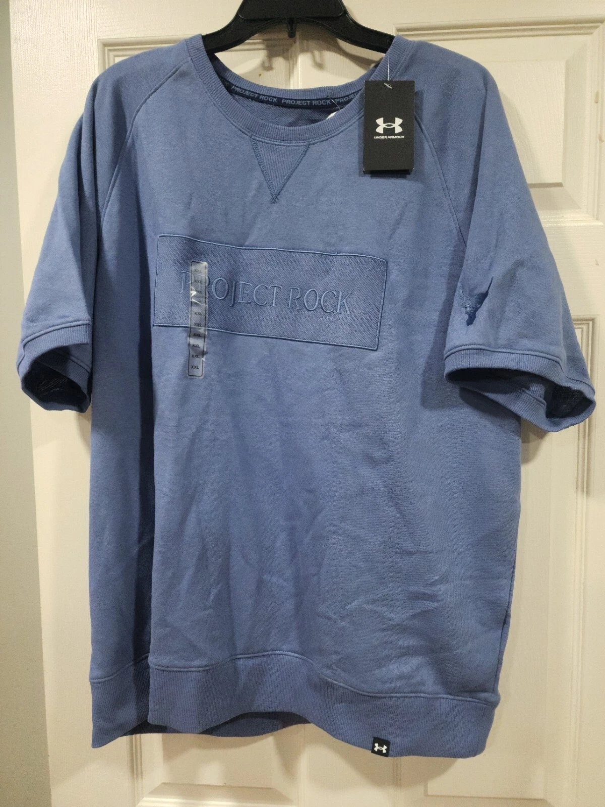 Project Rock Shirt Men's 2XL Light Blue Terry Short Sleeve Activewear Top UA
Opens in a new window o