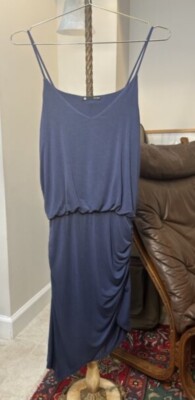 $180 Krisa Navy Blue Short Sleeve Asymmetrical Dress Small