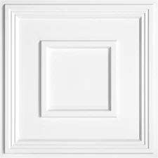 White PVC Ceiling Tiles 24x24in Glue Up 12 Pack Covers 48 SqFt Waterproof Panels
