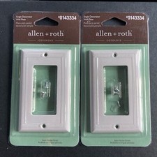 Two White Decorator Wall Plates For Single Toggle Switch Cosgrove Allen Roth