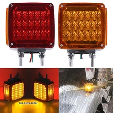 2x Double Face Stud Mount 39LED Truck Pedestal Cab Fender Stop Turn Signal Light