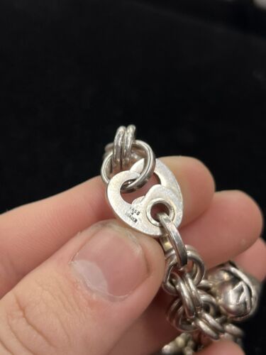 Vass Ludacer Sterling Silver Heart Charm Bracelet - Picture 9 of 11