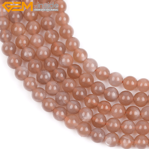 Round Orange Moonstone Natural Gemstone Beads For Jewelry Making Strand 15" Gift - Picture 16 of 38