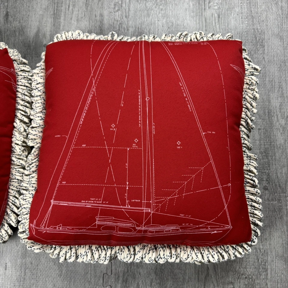 РЕДКАЯ ВЕРЕВКА SPINNAKER RALPH LAUREN ПАРУСНЫЙ КРАСНЫЙ ПЕЧАТЬ МОРСКОЙ ЛОДКИ БРОСИТЬ ПОДУШКИ - Изображение 2 из 4