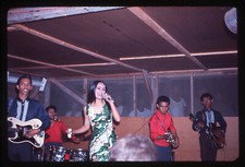 Sl86 Original Slide 1960's Indonesia ? beautiful singer  on stage 713a