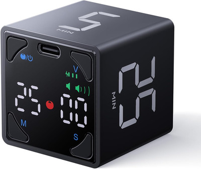 Pomodoro Timer Cube, with 25/5 Auto Cycles, 5/25/30/60 Min Presets