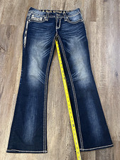 Rock Revival Womens Bootcut Dark Wash Blue Denim Mid Rise 5-Pocket Logo 28