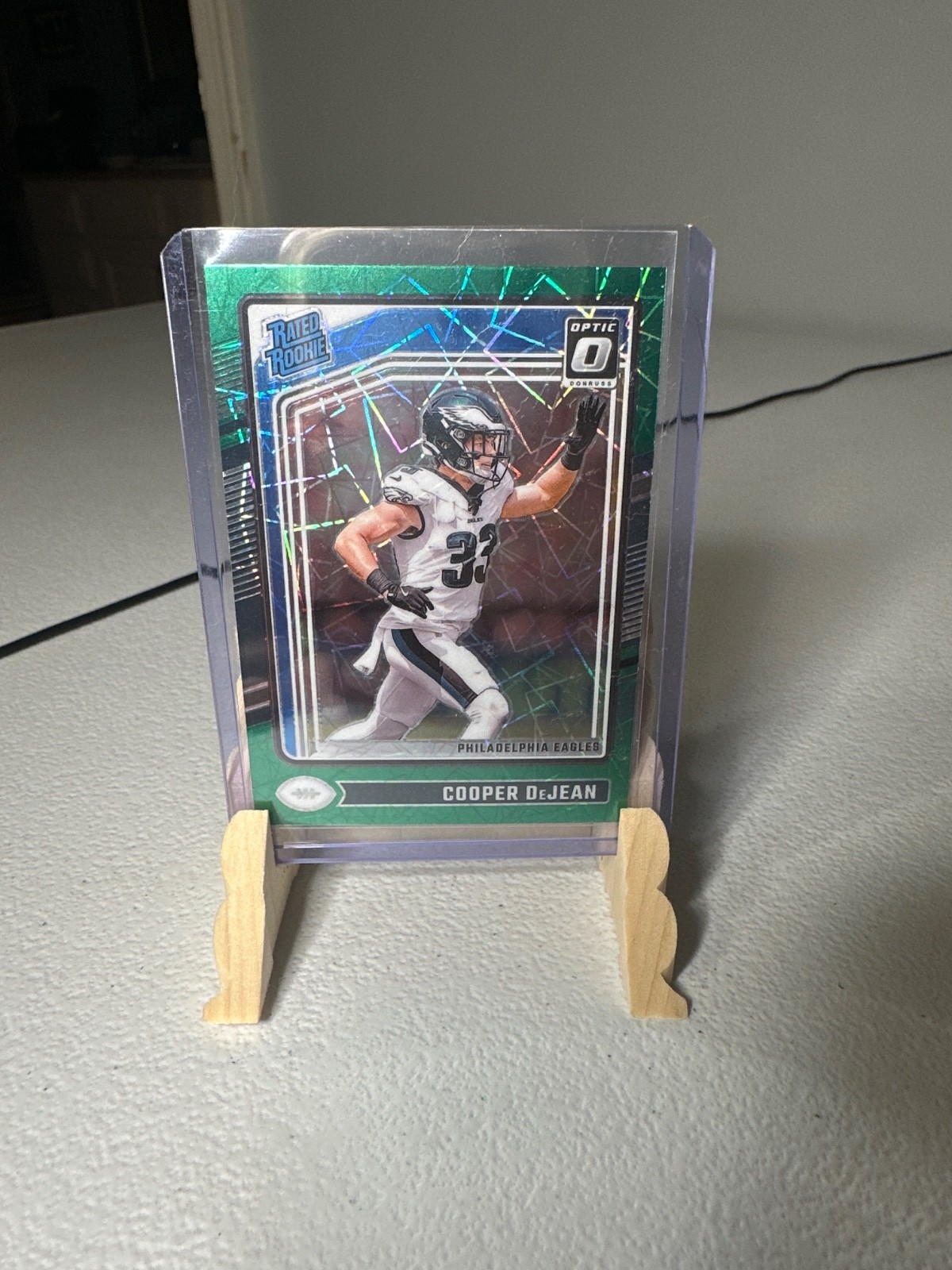 Cooper DeJean 2024 Panini Donruss Optic (RC) Green Velocity Laser Eagles #221