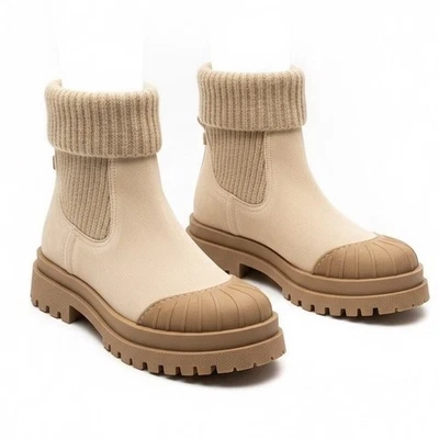 Botas de combate Sam Edelman Steele gamuza avena puño tejido para mujer, talla 7M, nuevas en caja - Imagen 1 de 4