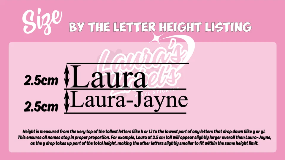 Personalised Vinyl Sticker Name Word Text Cut Fancy Popular Font Styles - Image 3 of 4