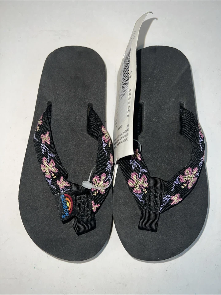 Сандалии для девочек Rainbow размер 9/10 розовые/фиолетовые/цветочные шлепанцы  - Изображение 2 из 4