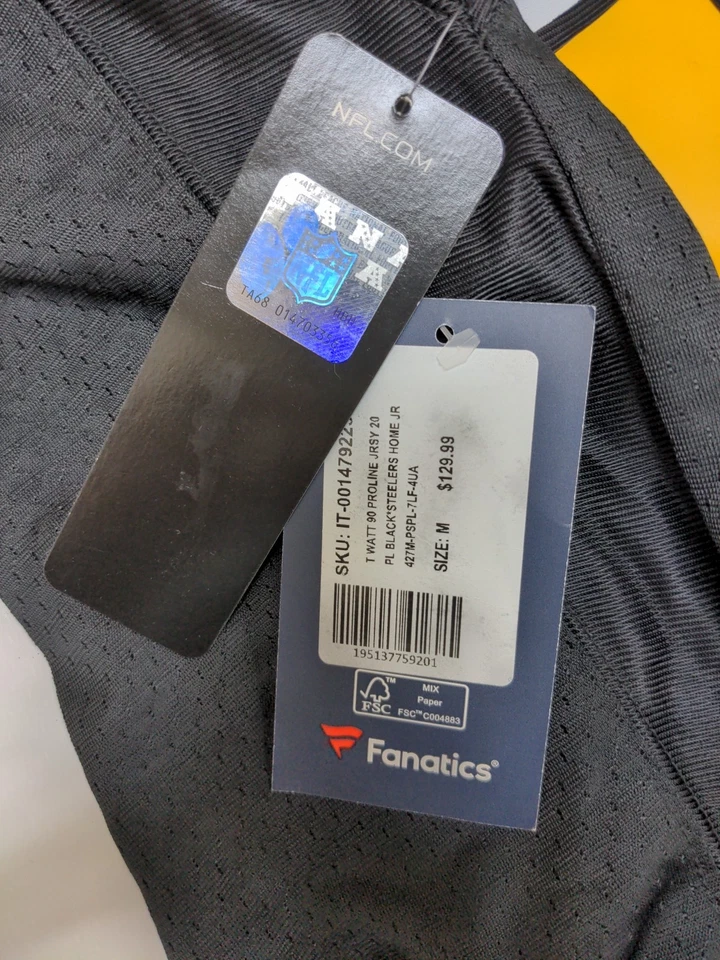 Nueva camiseta negra del juego de los Pittsburgh Steelers TJ Watt de la NFL para hombre talla M Foto 2 de 4