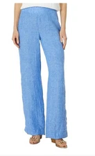 Lilly Pulitzer Deri Linen Palazzo Pants Resort White L NWT Pull On BEACH PANT