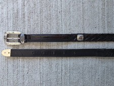 Brighton Black Braided Leather Belt Silver Tone Buckle Size 39.5