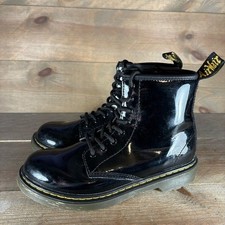 Dr martens 1460 kids youth size 5 shoes black patent leather combat boots