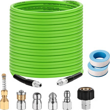 Pressure Washer Sewer Jetter Kit - 100Ft X1/4" Hydro Drain Jetter Cleaner Hose,