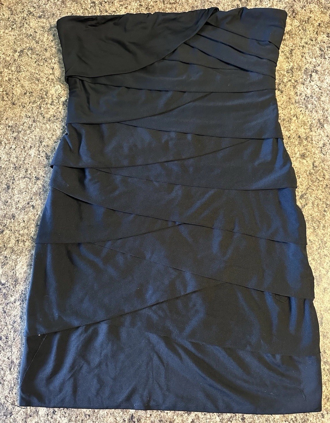 Black Strapless Cocktail Dress Ruched Bodycon Mini Evening Womens Medium