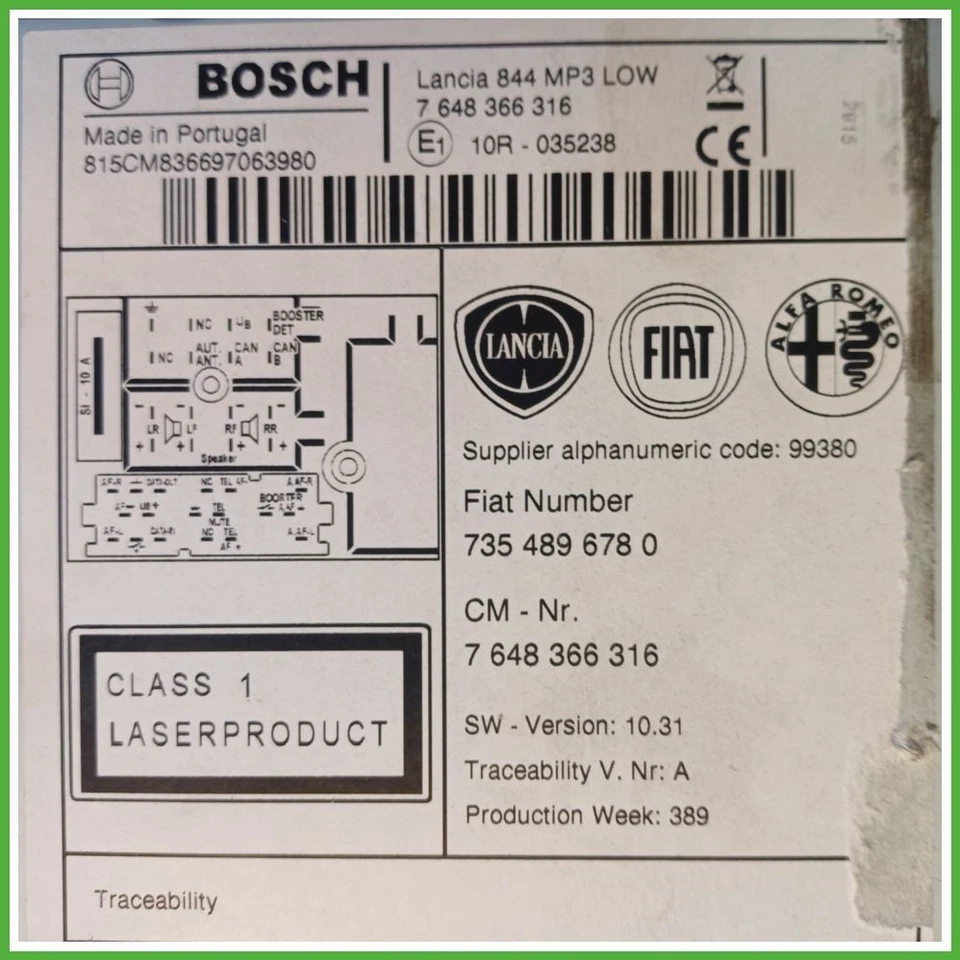 Infotainment LANCIA DELTA TH 1.6 MJT 735588802 2008 2011 BOSCH 7648366316 - Immagine 4 di 4