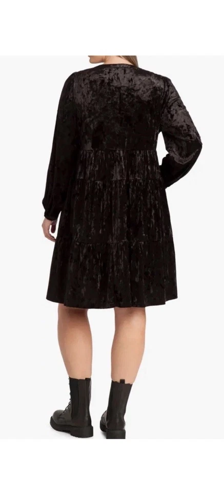 Adyson Parker Womens Haute Mauve Crushed Velvet Tiered Princess Dress Size 3X - Image 4 of 4