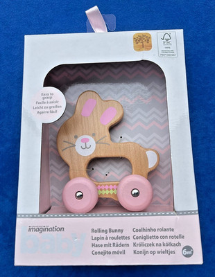 ROLLING BUNNY 6m+ Baby Spielzeug Holz Kaninchen (Toys'R'Us Boxed Sensory UK P&P)