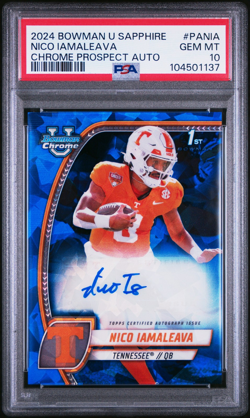 2024 Bowman U Chrome Sapphire Autographs #PANIA Nico Iamaleava PSA 10