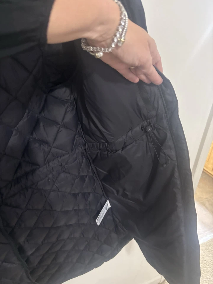 Athleta XS Whisper Featherless Puffer Parka, Black Quilted Coat Hood Active NWT - Image 2 of 4