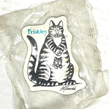 B Kliban Cat Friskies Pet Food Vintage Promo Fridge Magnet 2.5" Kitty Pouch