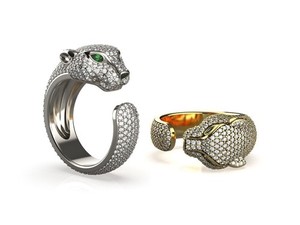 Authentic 14k gold plated panther leopard ring,tiger ring for mens, for him