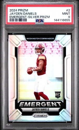 2024 PANINI PRIZM EMERGENT SILVER PRIZM #2 JAYDEN DANIELS ROOKIE RC PSA 9