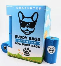 Buddy Bags Premium Dog Poop Bags, Unscented, Extra Thick & Strong, Discreetly...