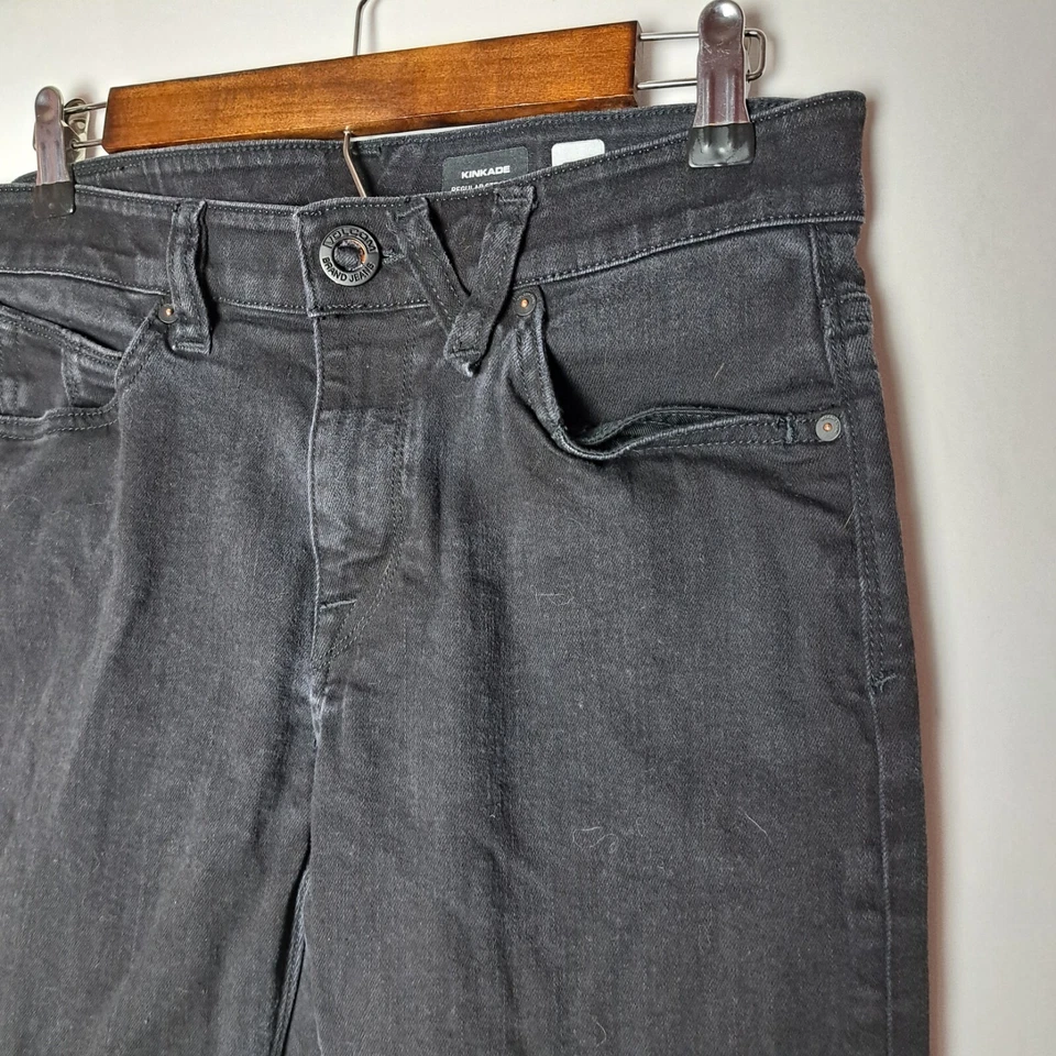 Volcom Kinkade Jeans Mens 29x28 Black Denim Regular Straight Dark Wash Stretch - Image 4 of 4