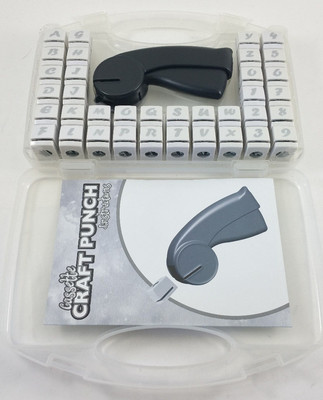 Cassette Craft Punch Alphabet + Number Set 36 Piece w/ Handle For Paper Crafting