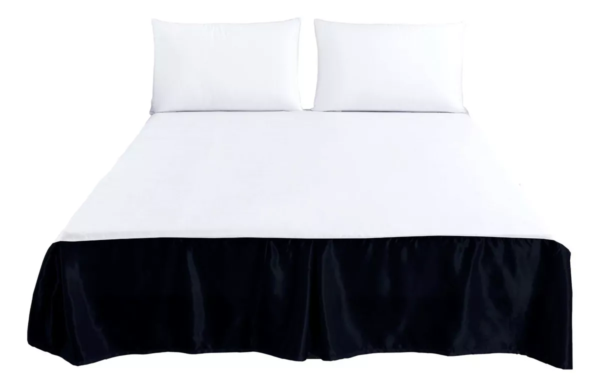 Black satin bed skirt sales