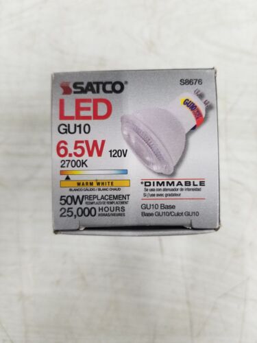 Satco LED GU10 6.5 Watt S8676 2700K Dimmable Lamp New In Box
