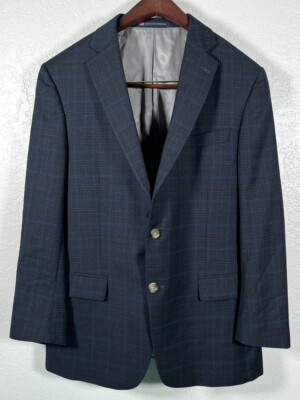 Recent Hart Schaffner Marx Mens Multi Plaid Wool 2Btn Blazer Custom Made 42R