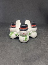 Vintage Christmas Snowman Candle Holder In Box