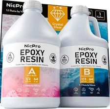 Nicpro 1 Gallon Crystal Clear Epoxy Resin Kit, Not Yellowing & Bubbles Free Resi
