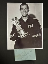 CARLOS ALBERTO TORRES & His Wife Signed Autographed Cut in 1991 + BW 8x10 Photo