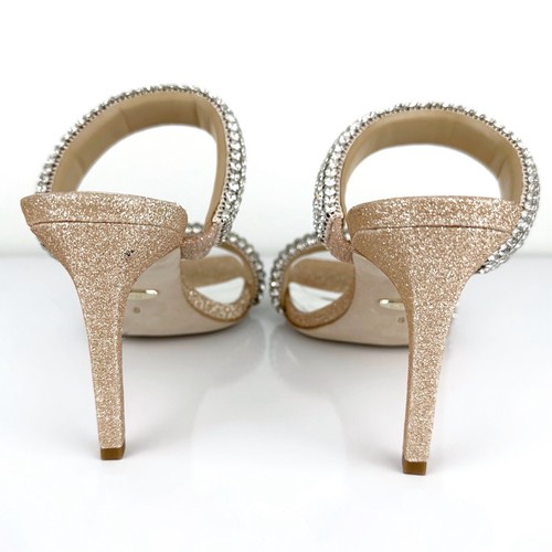 Badgley Mischka Damen-Sandalen Sade mit Schmucksteinen und Doppelbandabsatz goldfarben Größe 8 - Bild 7 von 10