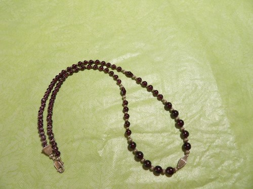 Handmade 1 of a kind Necklace 18" Garnet With 925 Silver Clasp & plate beads - Picture 6 of 6