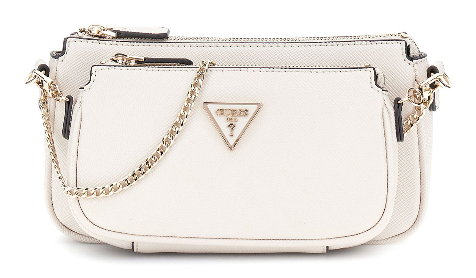 GUESS Noelle II Double Pouch Crossbody Bag Umhängetasche Bone creme Neu