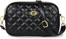 EXTREE Quilted Crossbody Bag, Trendy Design Shoulder Purse B002-dark Night 