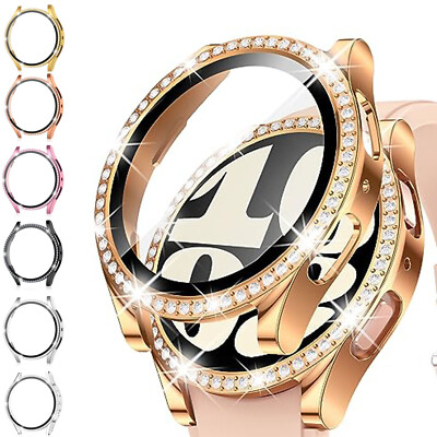 For Samsung Watch 7 6 5 4 40/44mm Bling Diamond Screen Protector Hard Case Cover