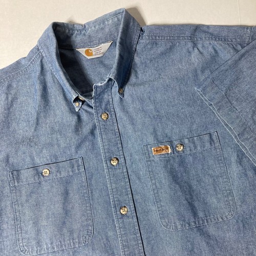 Camisa de trabajo vintage Carhartt Denim con botones índigo para hombre talla 2XL