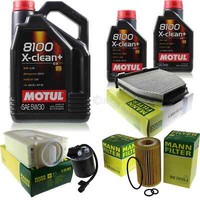 MANN-FILTER Inspektionspaket 7L Motul 5W-30 8100 X-Clean+ FüR Mercedes C-Klasse