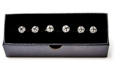 MRCUFF Silver Knot Cufflinks & Studs Set 2 cufflinks and 4 shirt studs gift box