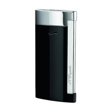 ST Dupont Lighter Slim 7 Flat-Flame Torch - Black w Brushed Chrome Trim - Uk