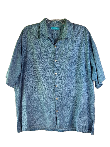 Tori Richard Men's XXL, 2XL Hawaiian Cotton Lawn shirt. Blue Short Sleeve USA
